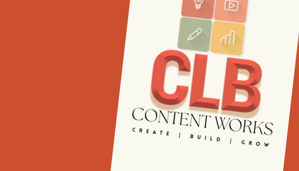 A burnt orange background with the CLB Content Works logo across the right side at an angle